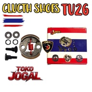 MESIN MERAH (RED) TU26 KLOS CLOTH PLUS BOLT - double clutch lining - clutch shoes 2-stroke pest spra