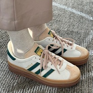 -ES- Adidas Gazelle Bold Thick-Soled Suede Rubber-Soled Khaki Green Oat Women's Shoes Casual ID7056