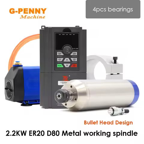 G-Penny 2.2KW Water Cooled Spindle Motor ceramic bearings Metal working for steel and 2.2KW BD600 Mo