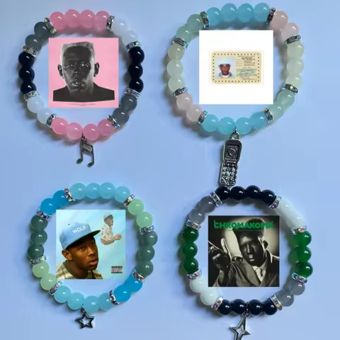 handmade matchingTyler the Creator album beaded bracelet Y2K fashion item with multiple styles to ch