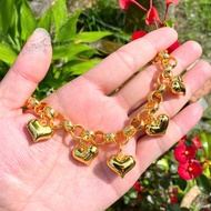 Rantai Tangan Emas Suasa Buah Hati Gold Plated Love Pendent Bracelet