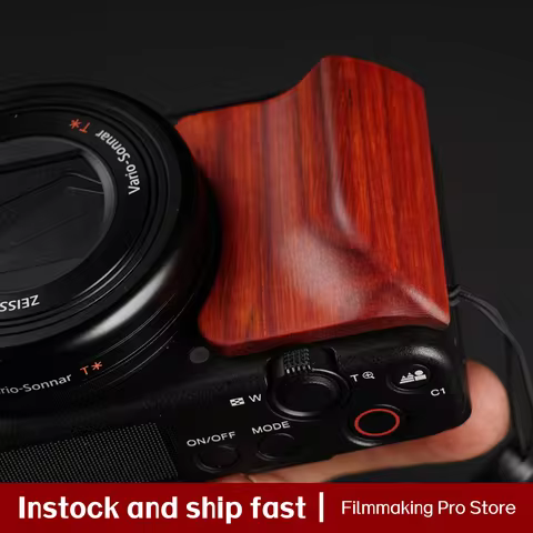 Camera Handle Wood Hand Grip Holder Ebony Rosewood Protective Grip, For Sony ZV1 ZV1M2 Camera