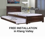 Q 10  Solid Wood Super Single Bed Frame With Pull Out Bed / Solid Wood Super Single Bed Frame Withou