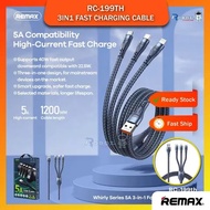 REMAX RC-199th, 5A 3-in-1 USB Fast Charging Data Cable For Micro Type-C i Cable Charger 1200mm. RC19