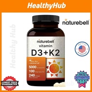 Vitamin D3+K2, NatureBell Vitamin K2 + D3 240 Softgels (EXP. JAN 2026)