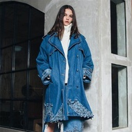 天馬行空系列破損剪裁單寧大衣(深藍)│Who Cares 台灣服飾品牌