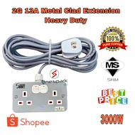 2 GANG 13A HEAVY DUTY EXTENSION PORTABLE METAL CLAD #ONESPARK