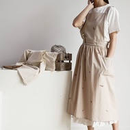 Korean Version Embroidered Cotton Apron Kitchen Apron Work Apron Cotton Apron Oil-Proof Apron Housew