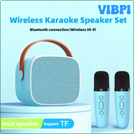 VIBPI Mini Karaoke Machine Portable Bluetooth Speaker 1-2 Wireless Microphone Portable Karaoke Speaker Set Music Player for Party Home QIVPB