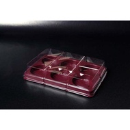 LPM-61 6-Cavity Plastic Tray ±20pcs Maroon / Mochi Tray / Mini Moon Cake Box / Fruit Tart Box / Prem