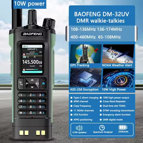 New BAOFENG DM32 Walkie Talkie DMR GPS 10W Programming Multi Band Wireless Copy Frequency Type-C UV3