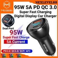 Mcdodo 95W PD3.0 Super USB-A + USB-C Digital Display PD Car Charger CC-567
