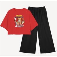 Oversized Crop Set TUNG TUNG SAHUR AUGUSTUS Culottes Pants for Teenage Girls 7-14 Years