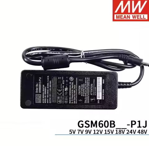 MEAN WELL GSM60B 60W AC-DC le Medical Adaptor P1J | 5V 7.5V 9V 12V 15V 18V 24V 48V