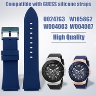 Silicone Rubber Strap 22mm Men Black Blue Sport Waterproof Wrist Bracelet for GUESS Watch Band W0247G3 W0040G3 W0040G7 Series