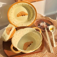 Korean Style INS Style Fruit Croissant Underglaze Color Girl Heart Ceramic Tableware Set ins Ceramic