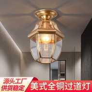 American All Copper Small Ceiling Light Modern Simple Unique Balcony Light Aisle Light Entrance Corr
