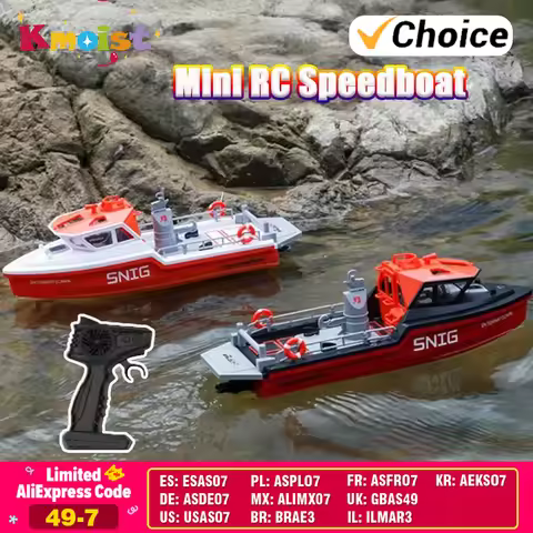 2.4G 1/32 Mini Remote Control Rescue Ship 8km/h High Speed RC Boat Kids Simulation Model Tugboat Tow