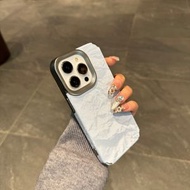 簡約高級純色磨砂雪山紋適用蘋果16promax手機殼iPhone15pro秋冬蘋果14plus保護xr套12xsmax蘋果13軟殼-白色 iPhone 16 Pro Max