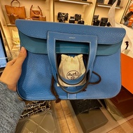 Hermes halzan 31 clemence stamp A blue zanzibar