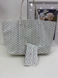 👜Goyard Tote bag white and blue color, Limited Edition, Large size 戈雅 法國限定購物袋 冰白藍色 大號