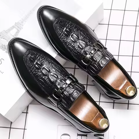 New Dress Leather Lofers Men Classic Casual Business Shoes For Men Social Party Leather Shoes Slip O