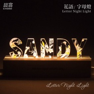 [Chaobao Small Things] UV Flower Letter Night Light/Letter Light/Customized Light/Anniversary/Valent