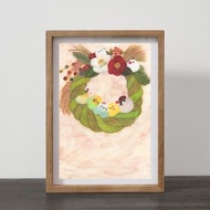 A4 小鳥たちとしめ飾り 蛇 ヘビ 干支 日本 セキセイインコ スズメ 小鳥 鳥 野鳥