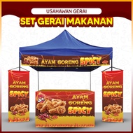Set Banner Ayam Goreng Spicy / Shawarma / Roti Jala / John / Ketupat / Lemang / Banting / Custom Nam