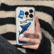 Cartoon shark biru INS transparent soft case Oppo A6 Pro Note 70 Reno 14F C71 A5x A3x A5i A5I A5 Pro