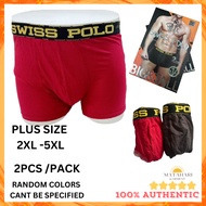 Swiss Polo 2pcs Men Big Size Cotton Boxer Underwear Spender Seluar Segi Empat Saiz Besar Lelaki