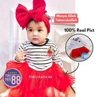 MAWAR [ADR-AM05] TOKO RAYA 88, Premium Tutu Dress for Babies 3 - 12 Months, Rose Dress with Tile Str