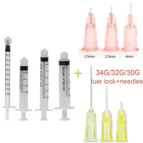 20pcs/lot 3ml 5ml luer Syringe 34G 30G 4mm 32G Injection Needles Tattoo Injection Tool Sharp Pointed