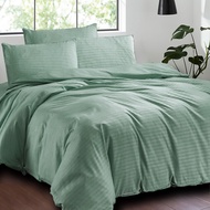 Essina 40CM Bedding Prismatic Plain Quilt Cover set + Fitted Bed sheet Cadar + Pillow case Microfibe