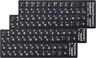 3 PCS/Pack Universal Russian Cyrillic Matte Keyboard Alphabet Stickers, Black Background and White L