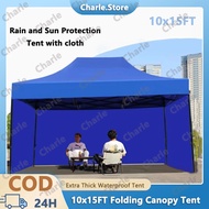 10x15 FT Canopy Tent With Side Folding Retractable Tent Waterproof For Car Parking Night Market 10x2