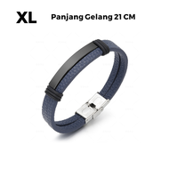 Gelang Pria Leather Stainless Magnetic Premium Bracelet Kulit