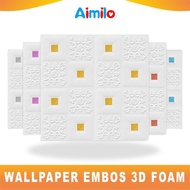 Aimilo wallpaper dinding motif bunga | Wallpaper 3D FOAM Putih /