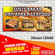 Banner SOSIS BAKAR SATE SEAFOOD, Spanduk SOSIS BAKAR SATE SEAFOOD, 120X60 cm, ( Bayar DiTempat )