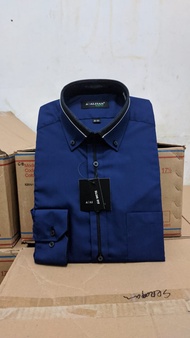 Kemeja Alisan Polos Kombinasi Panjang Slimfit aulia08 XS - 4XL