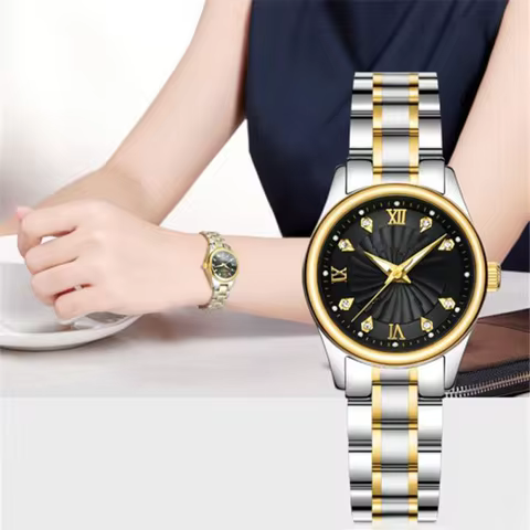 Exquisite Women Quartz Clock For ORUSS Fashion Lady Luxury Steel Bracelet Waterproof Luminous Office