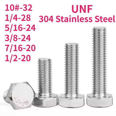 UNF 10#-32 1/4-28 5/16-24 3/8-24 7/16-20 1/2-20 A2-70 304 Stainless Steel External Hex Screws Outer 