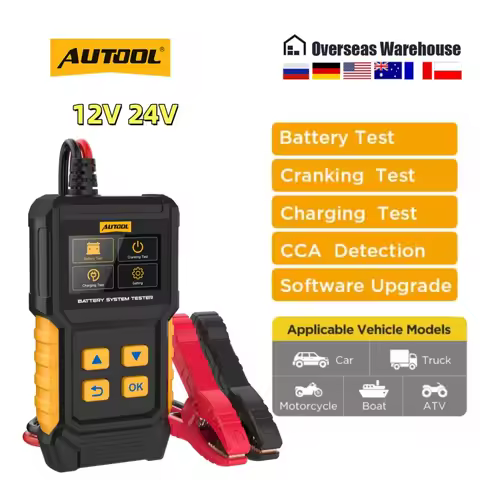 AUTOOL BT360 12V 24V Car Battery Tester Analyzer CCA BCI Cranking Charging Scanner Digital Automotiv