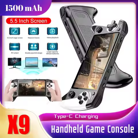 X9 Handheld Game Console Built-in 9 Classic Game Emulators 5.5Inch Screen 1500mAh 360° Non-slip joys