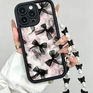Butterfly Painted Grooved Black Butterfly Chain Anti-Drop Thickened Minimalist Fashion Phone Case Co
