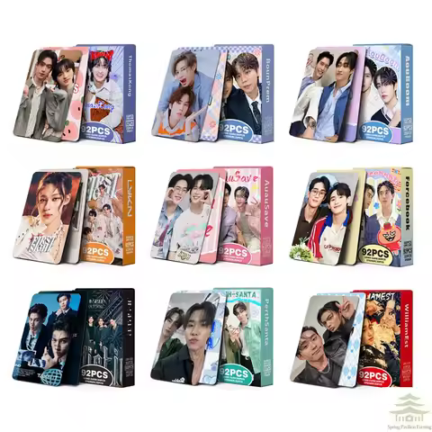 92Pcs/Set Thai Star Drama CP Laser Lomo Card - AouBoom BounPrem AuauSave Holographic Photo Cards wit