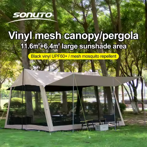 210D Outdoor 6-10p family camping anti-mosquito large canopy Portable folding tent sun protection wa