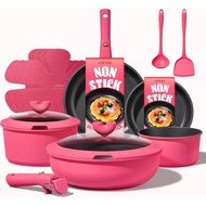CAROTE 15pcs Pots and Pans Set Non Stick, Cookware Set Detachable Handle