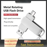 USB Flash Drive Type-C Mobile Phone USB Drive with Dual Heads, 64GB Metal Rotating, 64GB Computer an