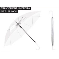 Ready Stock Transparent Umbrella Clear & Light Transparent Rain Umbrella Payung Transparent